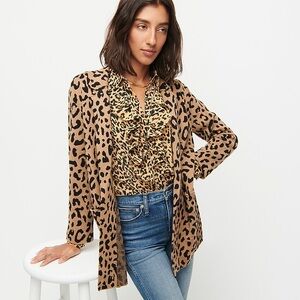 J. Crew Sophie Open Front Sweater Blazer in Leopard - sz Medium